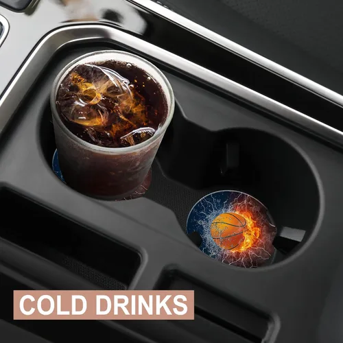 Miniatura 6 de Portavasos para automóvil, posavasos de baloncesto para automóvil de fuego de agua para portavasos de cerámica, accesorios de decoración
