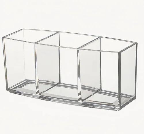 Organizador de herramientas cosméticas acrílicas, caja de almacenamiento de maquillaje cosmético transparente de 3 compartimentos, soporte de