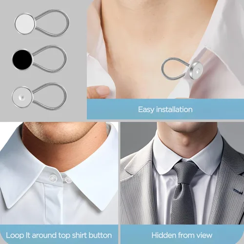 Miniatura 7 de 12 extensores de botón de cuello de camisa para camisas de vestir para hombres, extensor de botón de cuello cómodo, también funciona como extensores