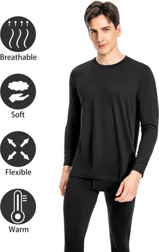 Miniatura 3 de Nutria Conjunto de ropa interior térmica para hombre, con forro polar, pantalones largos para hombre, ligero, capa base superior e inferior, clima