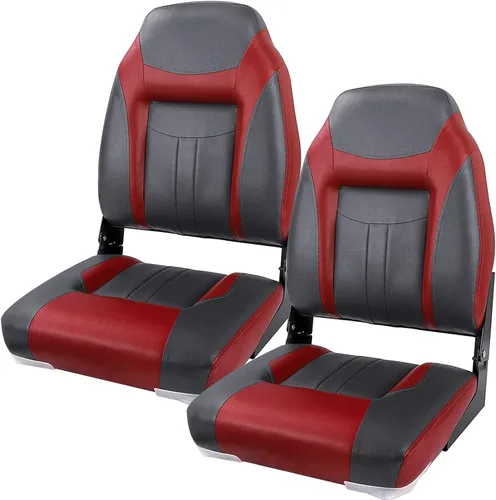 Miniatura 10 de Premium Marine - Un par de asientos plegables para barco con respaldo bajo/respaldo alto, asientos marinos de pesca con tornillos de acero inoxidable