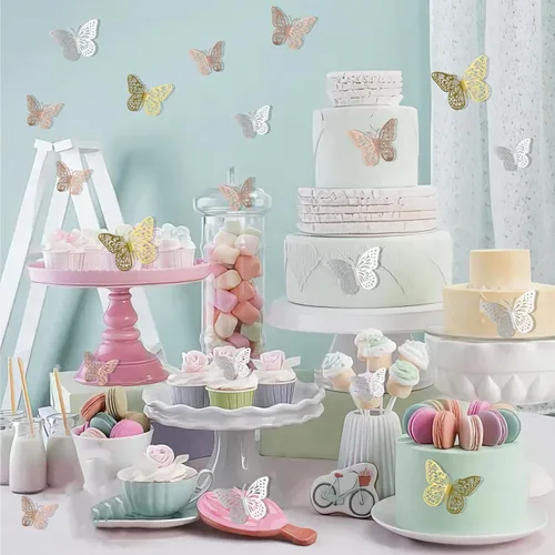 Miniatura 3 de 72 PIEZAS Adhesivos de Mariposa para Pared - 3 Estilos, 3 Tamaños para Decoración de Habitación, Pastel y Dormitorio - Mariposas 3D