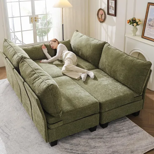 Miniatura 10 de Sofá de dos plazas de 53'' con almacenamiento en todos los asientos, sofá seccional modular con asiento profundo, cómodo sofá de gran