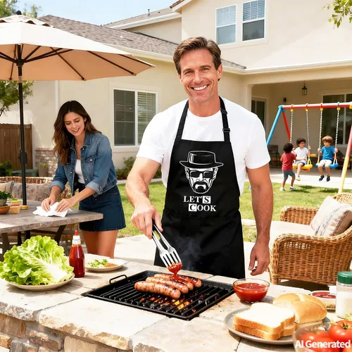 Miniatura 6 de Kaidouma Delantales de cocina divertidos para hombres - A cocinar - Delantales de chef de cocina para hombres en negro, divertidos, para parrilla