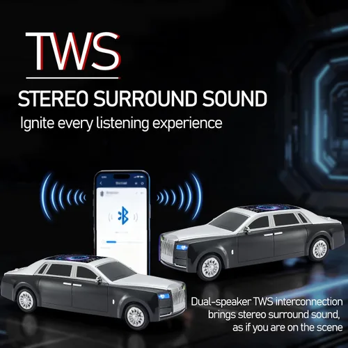 Miniatura 2 de Altavoz Bluetooth de lujo para automóvil con luz ambiental LED, efecto de sonido HD, salida multipuerto, altavoz Bluetooth con radio FM, regalo