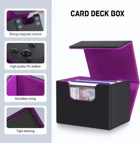 Miniatura 4 de Caja de almacenamiento de cartas ZLCA para cartas de intercambio, caja de cubierta de baraja MTG Commander con capacidad para más de 120 cartas
