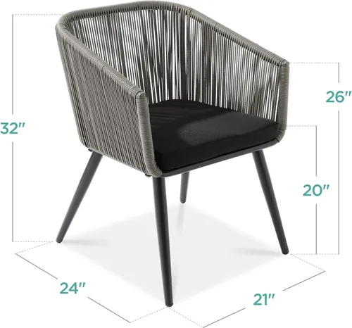 Miniatura 3 de Best Choice Products Juego de 2 sillas de comedor de patio, asientos al aire libre para patio trasero, junto a la piscina, balcón con diseño