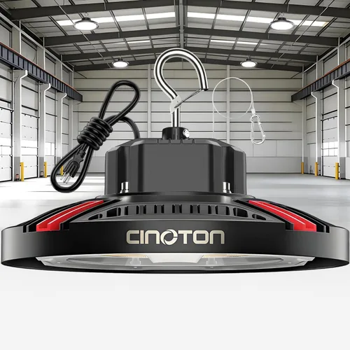 Miniatura 11 de CINOTON Luz LED UFO de Bahía Alta de 100W, Luces LED de Aluminio para Tienda con 15000LM, Iluminación de Bahía Comercial de 5000K para Almacén