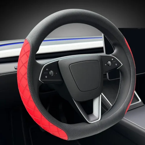 Miniatura 11 de LKWLIKEI Funda de Volante de Cuero Nappa Ultradelgada, para Volante de Tesla Modelo 3/Y, Diseño Antideslizante y Modificación Interior de Accesorios