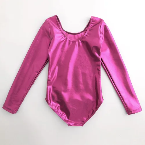 Miniatura 6 de AFAVOM Leotardos de gimnasia para niñas, leotardos de manga larga para niñas, brillantes y brillantes, para gimnasia, traje de ballet y danza