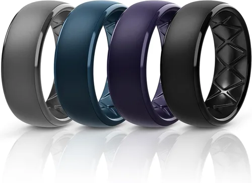 Miniatura 56 de Egnaro Anillos de boda de silicona para hombre: 1/4/6/7 Multipack de anillos de boda de goma con arco interior Diseño ergonómico transpirable