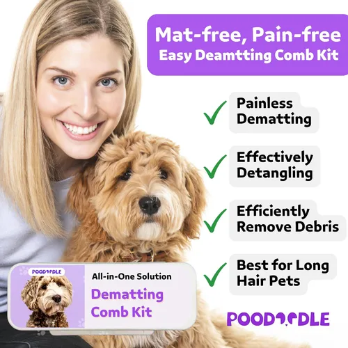 Miniatura 2 de Kit de peine desmenuzador sin dolor para perros y gatos, rastrillo desmenuzador y peine desenredante de doble cara, cepillo para desmenuzar perros