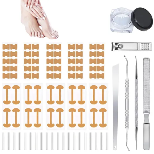 Kit de tratamiento de uñas encarnadas – 16 piezas corrector profesional de uñas encarnadas con tiras, parches y almohadillas – Herramienta de