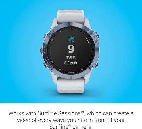 Miniatura 6 de Garmin Fenix 6 Pro Solar, reloj GPS multideportivo con capacidad de carga solar, características avanzadas de entrenamiento y datos, azul mineral