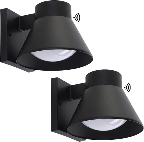 UME Paquete de 2 lámparas de pared LED para exteriores, farol de pared al aire libre de anochecer a amanecer, accesorios de lámpara de pared Negro