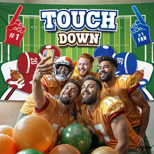 Miniatura 7 de KatchOn Fondo de fútbol extragrande de 72 x 44 pulgadas, pancarta de touchdown para decoraciones de fiesta de cumpleaños de fútbol americano