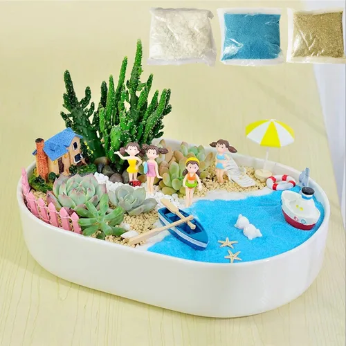 Miniatura 7 de Cayway Paquete de 9 piezas de base en miniatura, kit de materiales para base de paisajes, incluye piedra, arena decorativa, hierba, nieve