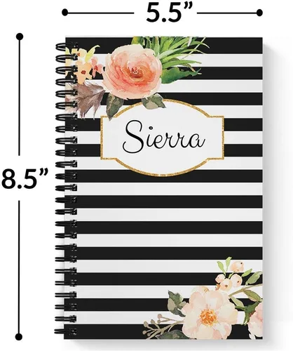 Miniatura 8 de Cuaderno/diario personalizado floral clásico, tapa suave laminada, 120 páginas de su papel seleccionado, coloque espiral plana de alambre.