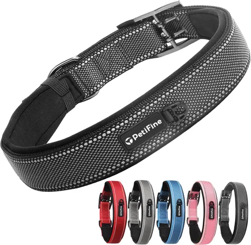 Miniatura 14 de Collares para perros PetiFine para perros medianos, acolchados de neopreno y ajustables, collares para mascotas reflectantes anchos y resistentes