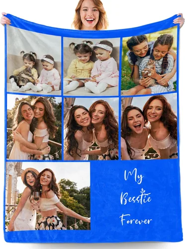 Miniatura 15 de Manta personalizada con fotos, manta personalizada con fotos con texto en inglés "I Love You", regalo de cumpleaños para novia, novio, esposa