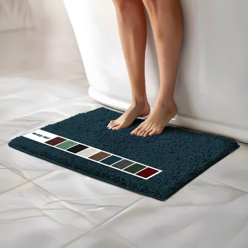 Miniatura 62 de Muddy Mat Alfombras de Baño de Chenilla de Microfibra de Secado Rápido Antideslizantes Lavables, Extra Gruesas, Suaves y Altamente Absorbentes Gris