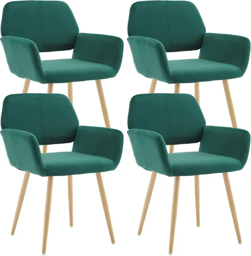 Miniatura 31 de KCC Sillas Pequeñas y Modernas con Brazos para Comedor 1 Pieza, Asiento Lateral Tapizado en Terciopelo de Mediados de Siglo Club para Invitados