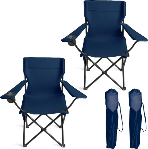 Miniatura 14 de Silla portátil de campamento, paquete de 2, silla plegable para exteriores con portavasos y bolsillo lateral para campamento, senderismo, picnic