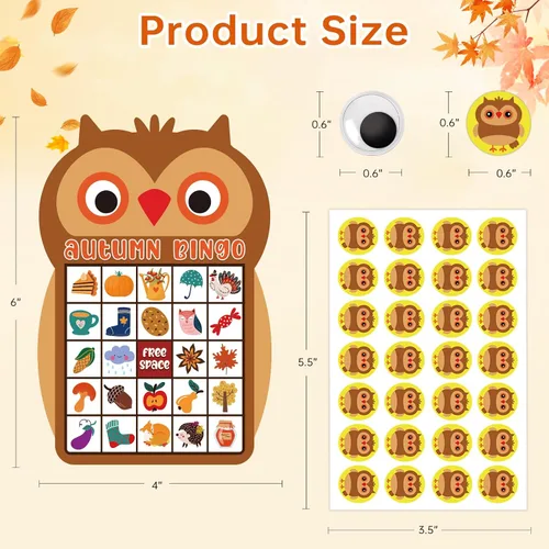 Miniatura 6 de SICOHOME Tarjetas de bingo de otoño para niños, 26 jugadores, juego de bingo de Acción de Gracias para niños y adultos, otoño, Halloween, Acción