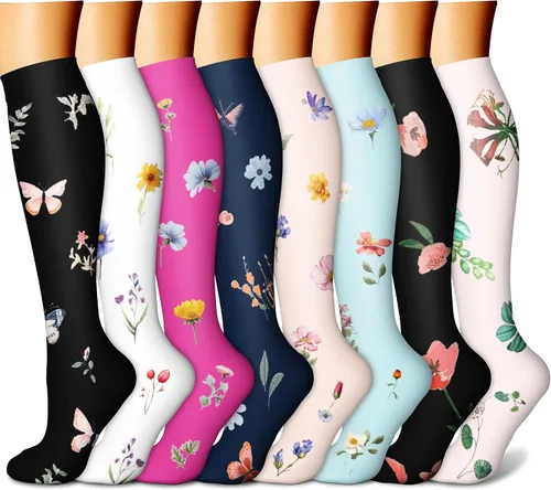 Miniatura 9 de CHARMKING Calcetines de compresión para mujeres y hombres para circulación (8 pares) 15-20 mmHg, mejor soporte para ciclismo atlético