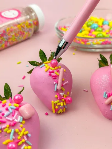 Miniatura 6 de Bolígrafo aplicador de espolvoreo seguro para alimentos para una colocación precisa Decoración de pasteles y galletas (rosa) Bolígrafo original