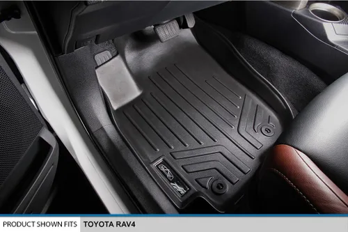 Miniatura 2 de SMARTLINER Juego de tapetes de piso de 2 filas para Toyota RAV4 2013-2018 Negro