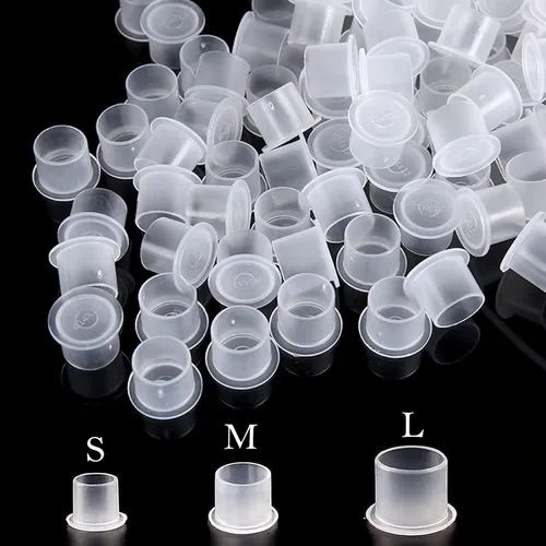 Urknall - Tapas de tinta de tatuaje con base, 300 vasos de tinta de plástico, tapas de tinta desechables para suministros de tatuaje de tinta