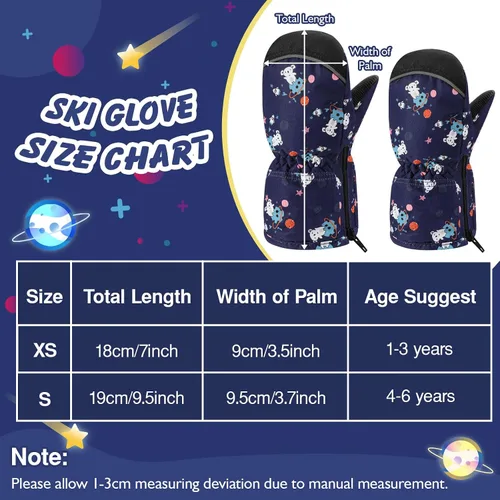 Miniatura 7 de MoKo Guantes de nieve para niños pequeños, antideslizantes, impermeables, con cremallera, de tela de terciopelo cálido, guantes de esquí para niños