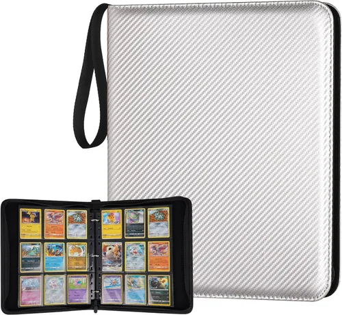 Miniatura 41 de GERMUN Carpeta de tarjetas de poliuretano, 16 bolsillos, carpetas de soporte premium para más de 1000 tarjetas, álbum de bolsillo de doble cara
