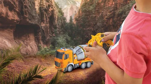 Miniatura 6 de LEXiBOOK, Crosslander® pro Mezclador de hormigón RC, mezclador de camión con control remoto, efectos de luz, tanque giratorio de 360°, recargable