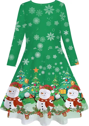 Miniatura 2 de Funnycokid Mermaid Girls Dress Kids Winter Long Sleeve Dresses Birthday Swing Outfit 4-13 Years