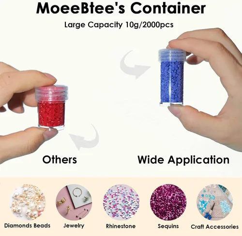 Miniatura 5 de MoeeBtee Contenedores de almacenamiento de pintura de diamantes, 30 ranuras, accesorios de pintura de diamantes con herramientas para organizador