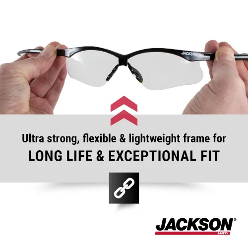 Miniatura 3 de Jackson Safety SG - Lentes de seguridad para hombres y mujeres, lentes antiarañazos con marco negro, ANSI Z87.1, paquete de 3 (varios estilos)