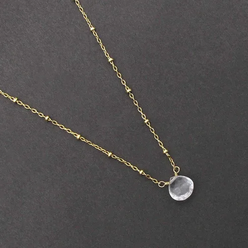 Miniatura 29 de Collar con colgante de piedra natal con piedra preciosa genuina, relleno de oro de 14 quilates, 18 pulgadas