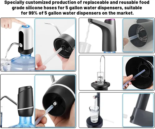 Miniatura 2 de Myvision Manguera de goma de grado alimenticio para dispensador de botellas de agua de 5 galones, manguera de silicona extendida y gruesa para bomba