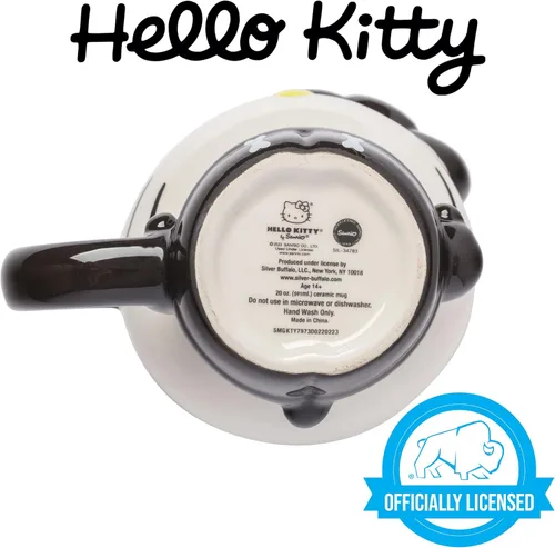 Miniatura 5 de Silver Buffalo Sanrio - Taza de cerámica esculpida en 3D con diseño de esqueleto de Hello Kitty para Halloween, 20 onzas Disfraz de esqueleto