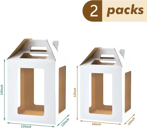Miniatura 2 de Cajas Altas para Pasteles de Niveles, 10x10x12 y 12x12x14 Cajas para Pasteles de Niveles con Ventana, Portador de Pasteles Altos de 8in 10in 12in