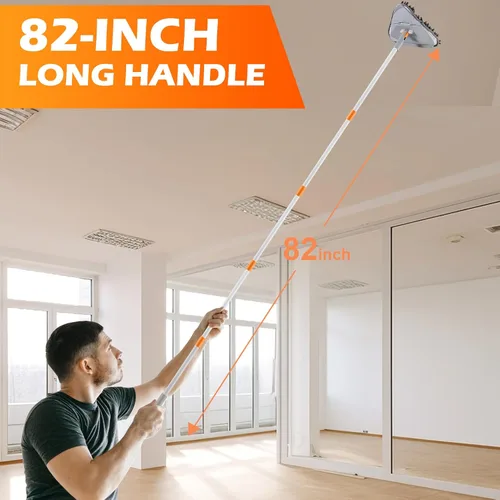 Miniatura 3 de Limpiador de pared con mango largo de 82 pulgadas, limpiador de pared, herramienta de limpieza con 4 almohadillas de microfibra de felpilla