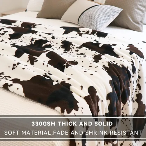 Miniatura 6 de Manta con Estampado de Vaca para Adultos - Franela Ultra Suave Difusa Ligera de Felpa para Sofá y Cama - Regalos Temáticos de Vaca para Cumpleaños