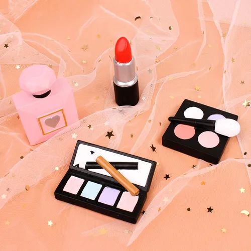 Miniatura 3 de Ercadio 4 piezas de resina para decoración de tartas, cosméticos 3D, lápiz labial, botella de perfume, para maquillaje, decoración de pasteles
