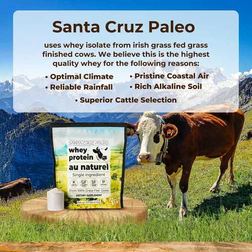 Miniatura 4 de Santa Cruz Paleo Polvo de Proteína de Suero, Sin Sabor, 20 G de Proteína de Suero Aislada Alimentada con Pasto por Porción, Sin Gluten, Apto
