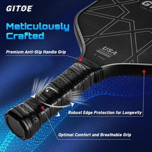 Miniatura 5 de G-Pro - Paleta de pickleball T700 de fibra de carbono cruda de 0.630 in con alto giro, control y potencia, aprobada por USAPA 2025 para jugadores
