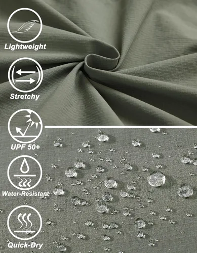Miniatura 5 de WENRONSTA Pantalones cargo de senderismo para hombre, secado rápido, ligeros, impermeables, 6 bolsillos, para exteriores, pesca, montaña