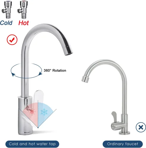 Miniatura 3 de Fregadero de acero inoxidable para exteriores, fregadero de doble tazón, fregadero de cocina comercial de pie con grifo caliente y frío
