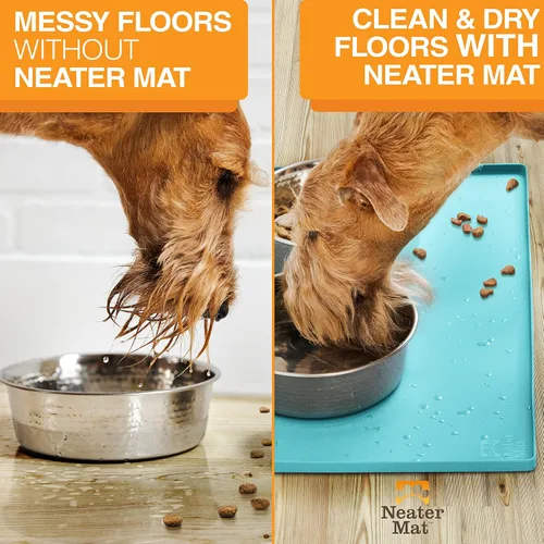 Miniatura 6 de Neater Pet Brands Neater Mat - Tapetes para mascotas para comida y agua, tapete para tazón de gato y perro, de silicona impermeable, bandeja